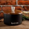 imageBabish Stoneware Salt Cellar wWood Lid  4quot X 35quot