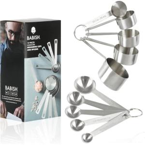 imageBabish 10Piece Stainless Steel Measuring Cups ampamp Spoon Set10Piece