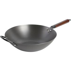 imageBabish Carbon Steel Flat Bottom Wok and Stir Fry Pan 14InchFry Pan