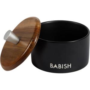 imageBabish Stoneware Salt Cellar wWood Lid  4quot X 35quot