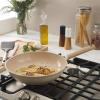 imageGibson Elite Folkstone 10 Inch Heavy Duty Cast Aluminum Fry Pan Cookware NonToxic Premium Ceramic Non Stick Frying Pan Kitchen Egg Pan Omelet Pan Linen White WWood Handle Induction SafeLinen White w Wood Handle