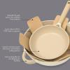 imageGibson Elite Folkstone 10 Inch Heavy Duty Cast Aluminum Fry Pan Cookware NonToxic Premium Ceramic Non Stick Frying Pan Kitchen Egg Pan Omelet Pan Linen White WWood Handle Induction SafeLinen White w Wood Handle