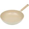imageGibson Elite Folkstone 10 Inch Heavy Duty Cast Aluminum Fry Pan Cookware NonToxic Premium Ceramic Non Stick Frying Pan Kitchen Egg Pan Omelet Pan Linen White WWood Handle Induction SafeLinen White w Wood Handle