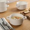 imageGibson Elite Oyster Tide Embossed 6 Inch Soup Bowls with Handles French Onion Soup Crocks Stackable Soup Bowl Chili Beef Stew Reactive Glaze Stackable Ceramic Bowl Set of 4 White