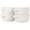 imageGibson Elite Oyster Tide Embossed 6 Inch Soup Bowls with Handles French Onion Soup Crocks Stackable Soup Bowl Chili Beef Stew Reactive Glaze Stackable Ceramic Bowl Set of 4 White
