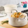 imageOprahs Favorite Things  6QT Triply Stainless Steel Dutch Oven wNonStick NonToxic Ceramic Interior and Ceramic Steamer InsertOat White