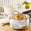 imageOprahs Favorite Things  6QT Triply Stainless Steel Dutch Oven wNonStick NonToxic Ceramic Interior and Ceramic Steamer InsertStainless Steel and Cream