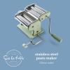 imageSur La Table Kitchen Essential Va Bene Manual Pasta Maker Machine Noodle Maker wRollers ampamp Cutters  Spaghetti Fettuccini Lasagna or Dumpling Skin  Stainless SteelJuniper Green