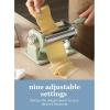 imageSur La Table Kitchen Essential Va Bene Manual Pasta Maker Machine Noodle Maker wRollers ampamp Cutters  Spaghetti Fettuccini Lasagna or Dumpling Skin  Stainless SteelJuniper Green