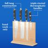 imageSur La Table Kitchen Essentials 5 Piece German Steel Blade With Triple Riveted Handle Set on Beechwood Magentic Block  Juniper GreenBlack