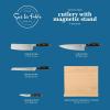 imageSur La Table Kitchen Essentials 5 Piece German Steel Blade With Triple Riveted Handle Set on Beechwood Magentic Block  Juniper GreenBlack