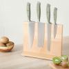 imageSur La Table Kitchen Essentials 5 Piece German Steel Blade With Triple Riveted Handle Set on Beechwood Magentic Block  Juniper GreenJuniper Green