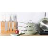 imageSur La Table Kitchen Essentials 5 Piece German Steel Blade With Triple Riveted Handle Set on Beechwood Magentic Block  Juniper GreenLinen White
