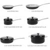 imageSur La Table Kitchen Essentials Potluck Porch 10 Piece PFA Free Ceramic Non stick Interior Forged Aluminum Cookware Pots and Pans Set WAluminum Lids  Green  Induction CompatibleBlack Potluck Porch Set
