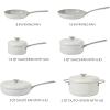 imageSur La Table Kitchen Essentials Potluck Porch 10 Piece PFA Free Ceramic Non stick Interior Forged Aluminum Cookware Pots and Pans Set WAluminum Lids  Green  Induction CompatibleLinen White Potluck Porch Set