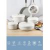 imageSur La Table Kitchen Essentials Potluck Porch 10 Piece PFA Free Ceramic Non stick Interior Forged Aluminum Cookware Pots and Pans Set WAluminum Lids  Green  Induction CompatibleLinen White Potluck Porch Set