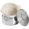 imageOprahs Favorite Things  6QT Triply Stainless Steel Dutch Oven wNonStick NonToxic Ceramic Interior and Ceramic Steamer InsertStainless Steel and Cream