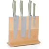 imageSur La Table Kitchen Essentials 5 Piece German Steel Blade With Triple Riveted Handle Set on Beechwood Magentic Block  Juniper GreenJuniper Green