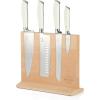 imageSur La Table Kitchen Essentials 5 Piece German Steel Blade With Triple Riveted Handle Set on Beechwood Magentic Block  Juniper GreenLinen White
