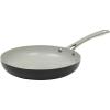 imageSur La Table Kitchen Essentials Potluck Porch 10 Piece PFA Free Ceramic Non stick Interior Forged Aluminum Cookware Pots and Pans Set WAluminum Lids  Green  Induction CompatibleBlack 12 Fry Pan