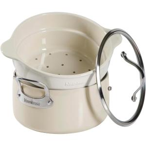 imageOprahs Favorite Things  6QT Triply Stainless Steel Dutch Oven wNonStick NonToxic Ceramic Interior and Ceramic Steamer InsertOat White