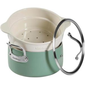 imageOprahs Favorite Things  6QT Triply Stainless Steel Dutch Oven wNonStick NonToxic Ceramic Interior and Ceramic Steamer InsertSage Green