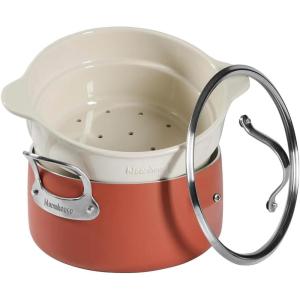 imageOprahs Favorite Things  6QT Triply Stainless Steel Dutch Oven wNonStick NonToxic Ceramic Interior and Ceramic Steamer InsertTerracotta Orange