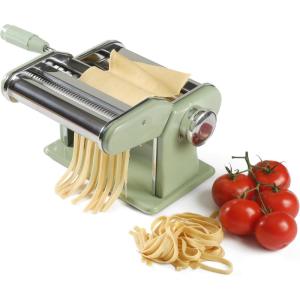 imageSur La Table Kitchen Essential Va Bene Manual Pasta Maker Machine Noodle Maker wRollers ampamp Cutters  Spaghetti Fettuccini Lasagna or Dumpling Skin  Stainless SteelJuniper Green