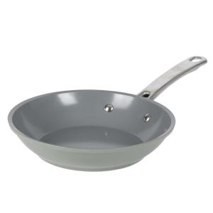 imageSur La Table Kitchen Essentials 8 Inch Fry Pan PFA Free Titanium Ceramic Nonstick Interior Forged Aluminum Cookware Frying Pan  Green  Induction CompatibleGreen