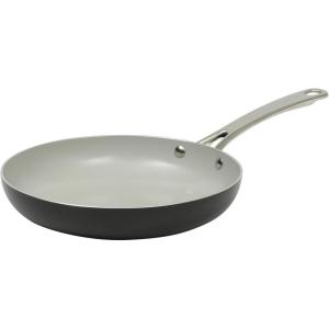 imageSur La Table Kitchen Essentials Potluck Porch 10 Piece PFA Free Ceramic Non stick Interior Forged Aluminum Cookware Pots and Pans Set WAluminum Lids  Green  Induction CompatibleBlack 10 Fry Pan