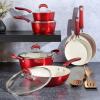 imageKenmore Arlington Healthy Nonstick Ceramic Coated Forged Aluminum Induction Cookware 12Piece Metallic RedMetallic Red
