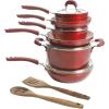 imageKenmore Arlington Healthy Nonstick Ceramic Coated Forged Aluminum Induction Cookware 12Piece Metallic RedMetallic Red