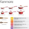 imageKenmore Arlington Healthy Nonstick Ceramic Coated Forged Aluminum Induction Cookware 12Piece Metallic RedMetallic Red