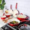 imageKenmore Arlington Healthy Nonstick Ceramic Coated Forged Aluminum Induction Cookware 12Piece Metallic RedMetallic Red
