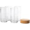 imageBloomhouse Lyon Sky 4 Piece Hand Made 16 OZ Lapis Blue Colored Glass Double Old Fashioned Set wFour CoastersClear Glass