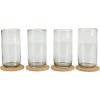 imageBloomhouse Lyon Sky 4 Piece Hand Made 16 OZ Lapis Blue Colored Glass Double Old Fashioned Set wFour CoastersJadeite Glass