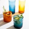 imageBloomhouse Lyon Sky 4 Piece Hand Made 16 OZ Lapis Blue Colored Glass Double Old Fashioned Set wFour CoastersLapis Blue