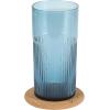 imageBloomhouse Lyon Sky 4 Piece Hand Made 16 OZ Lapis Blue Colored Glass Double Old Fashioned Set wFour CoastersLapis Blue