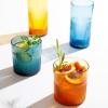 imageBloomhouse Lyon Sky 4 Piece Hand Made 16 OZ Lapis Blue Colored Glass Double Old Fashioned Set wFour CoastersTurmeric Yellow