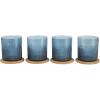imageBloomhouse Lyon Sky 4 Piece Hand Made 16 OZ Lapis Blue Colored Glass Double Old Fashioned Set wFour CoastersLapis Blue