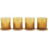 imageBloomhouse Lyon Sky 4 Piece Hand Made 16 OZ Lapis Blue Colored Glass Double Old Fashioned Set wFour CoastersTurmeric Yellow