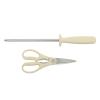imageKenmore Kane 14Piece Stainless Steel Kitchen Knife Block Set  Triple Rivet ABS Handles Cream White  Chef Bread Utility Paring Steak Knives ampamp Kitchen Shears in Wood Storage BlockCream White
