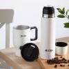 imageMr Coffee 4Piece Insulated Drinkware Set  Stainless Steel Thermos Travel Mug with Handle Cup ampamp Lid for Hot ampamp Cold DrinksLinen White Javelin