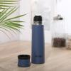 imageMr Coffee 4Piece Insulated Drinkware Set  Stainless Steel Thermos Travel Mug with Handle Cup ampamp Lid for Hot ampamp Cold DrinksSilverleaf Blue