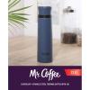 imageMr Coffee 4Piece Insulated Drinkware Set  Stainless Steel Thermos Travel Mug with Handle Cup ampamp Lid for Hot ampamp Cold DrinksSilverleaf Blue