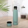 imageMr Coffee 4Piece Insulated Drinkware Set  Stainless Steel Thermos Travel Mug with Handle Cup ampamp Lid for Hot ampamp Cold DrinksSilverleaf Teal