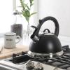 imageMr Coffee Clarefield 24 Qt Whistling Tea Kettle  Matte Black Stovetop Water Kettle with Lid HeatResistant Nylon Handle and Knob Stainless Steel TrimMatte Black