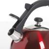imageMr Coffee Clarefield 24 Qt Whistling Tea Kettle  Matte Black Stovetop Water Kettle with Lid HeatResistant Nylon Handle and Knob Stainless Steel TrimMetallic Red