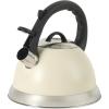 imageMr Coffee Clarefield 24 Qt Whistling Tea Kettle  Matte Black Stovetop Water Kettle with Lid HeatResistant Nylon Handle and Knob Stainless Steel TrimLinen White