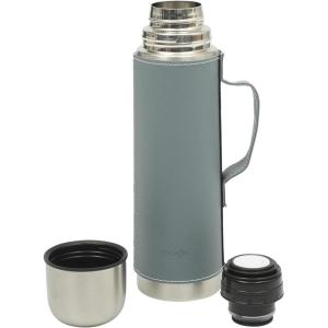 imageMr Coffee 4Piece Insulated Drinkware Set  Stainless Steel Thermos Travel Mug with Handle Cup ampamp Lid for Hot ampamp Cold DrinksLeatherette Blue